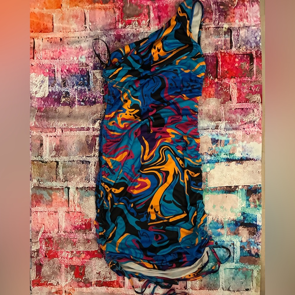 SHEIN Multicolor One Shoulder Dress